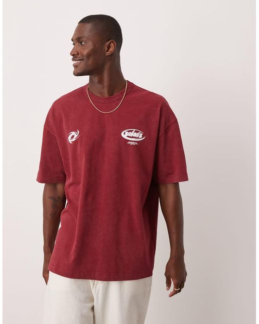 ASOS Oversized T-Shirt Met Grafische Tekstprint in het Red voor heren