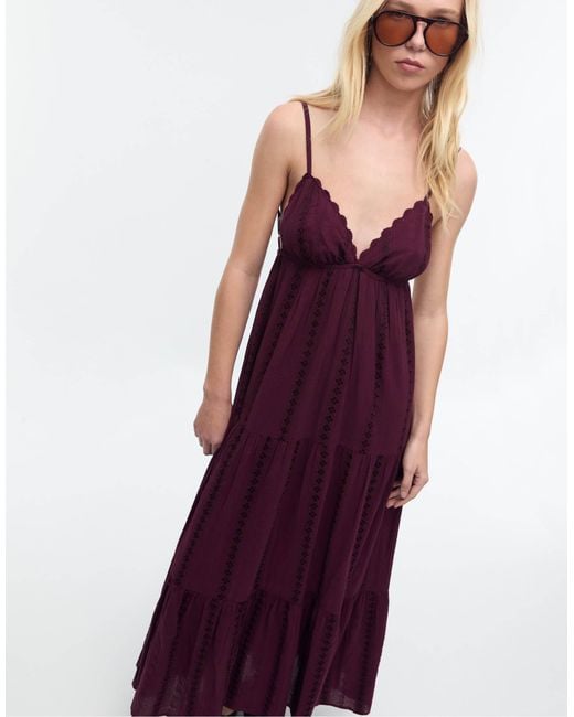 Stradivarius Purple – locker geschnittenes maxikleid