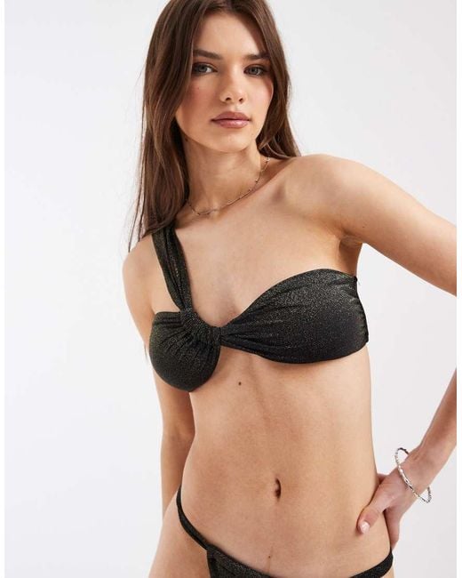 Pieces Brown One Shoulder Bikini Top Co-ord