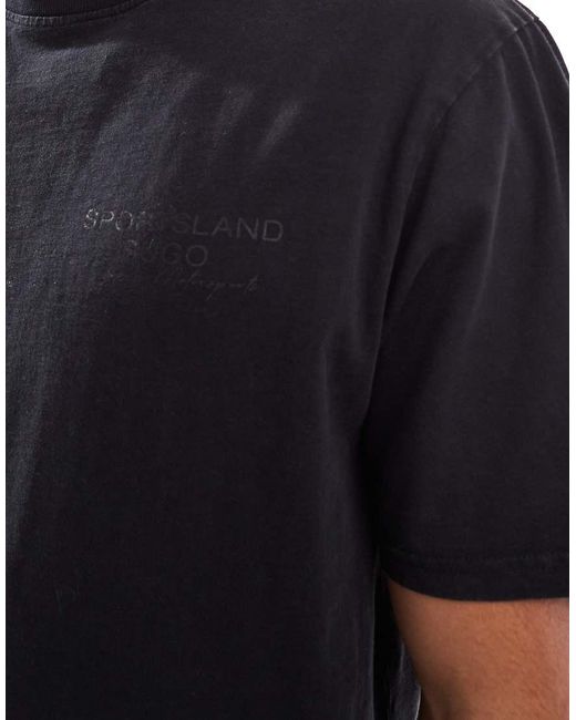 Camiseta Negra Con Cuello Redondo Y Estampado Trasero De Tejido Grueso De 220 G/M² Rico En Algodón De Threadbare de hombre de color Blue