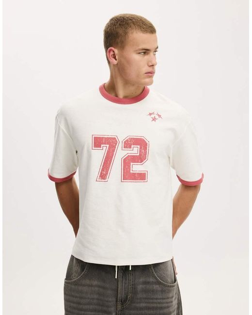 Cotton On White Cropped Fit Graphic T-Shirt for men