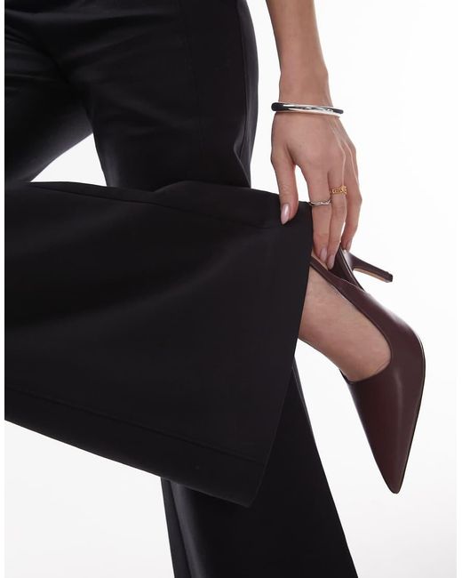 & Other Stories Stretchbroek Met Hoge Taille, Uitlopende Pijpen En Naad Aan De Voorkant in het Black
