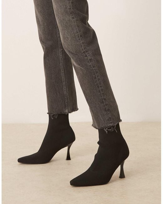 ASOS Natural Wide Fit Reagan Chisel Toe Sock Boots