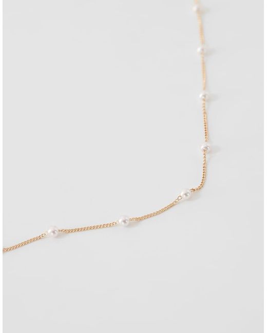 ASOS Blue Asos Design Curve Faux-Pearl Station Belly Chain