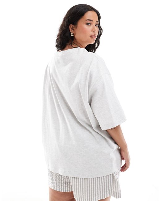 Asos design curve - t-shirt coupe boyfriend avec imprimé monaco et voilier - glace chiné ASOS en coloris White
