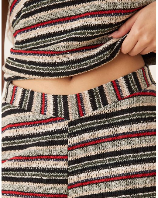 Short d'ensemble en maille à rayures et sequins - rouge ASOS en coloris Natural