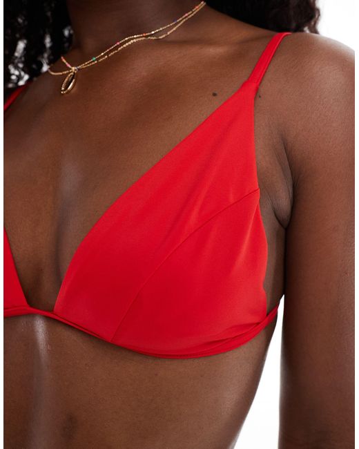 ASOS Red Maya Triangle Bikini Top With Seam Detail