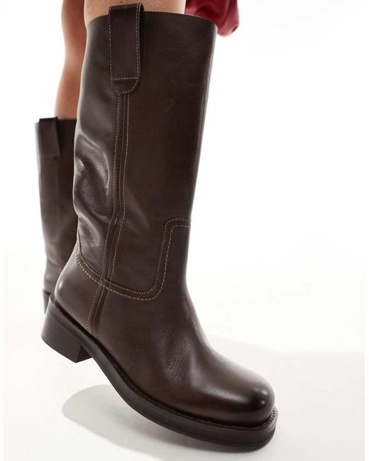 ASOS Red Cindy Leather Pull On Boot