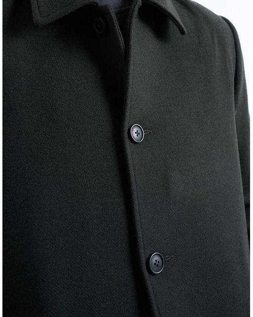 Topman Black Wool Blend Car Coat for men