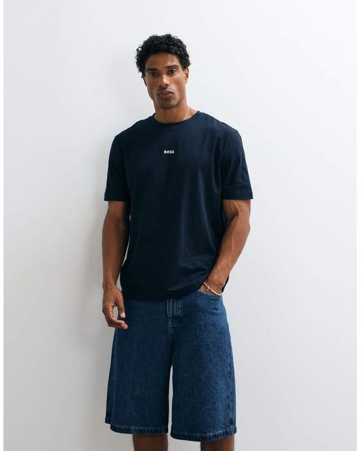Boss Hugo Boss Relaxed-Fit T-Shirt Met Kleine Print in het Blue voor heren