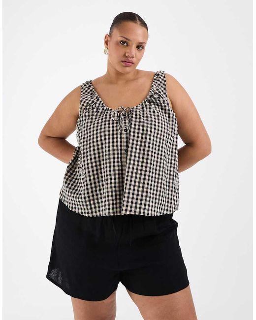 ASOS Black Asos Design Curve Linen Blend Shorts