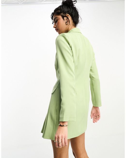 Robe blazer avec ourlet plissé - sauge In The Style en coloris Green