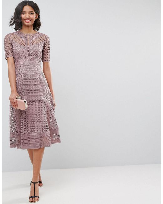 premium lace midi dress