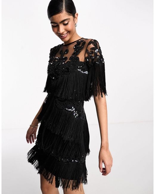 A Star Is Born Black Embellished Mini Dress With Tassel Detail