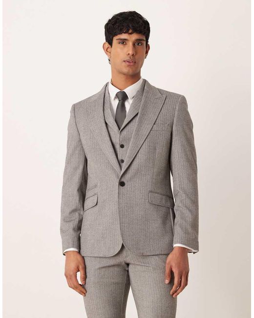 ASOS Gray Skinny Suit Jacket for men