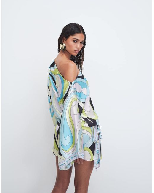 Cin Cin Blue Colada Off Shoulder Mini Dress