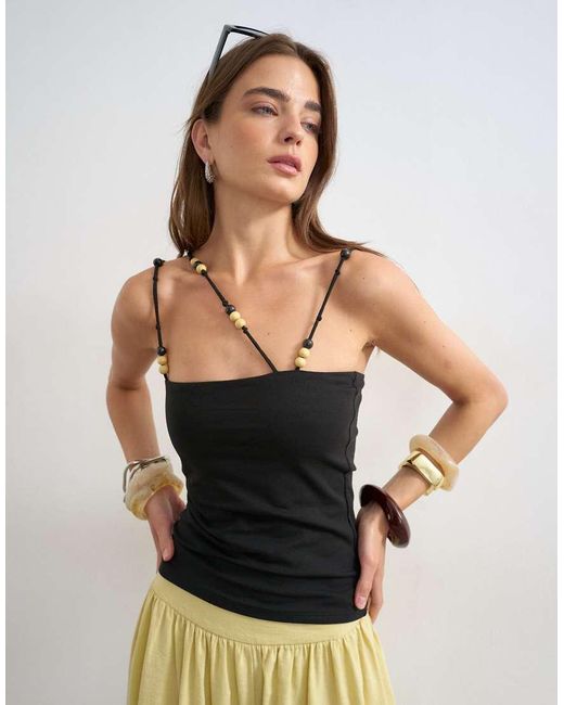 TOPSHOP Black Multi Beaded Strap Vest