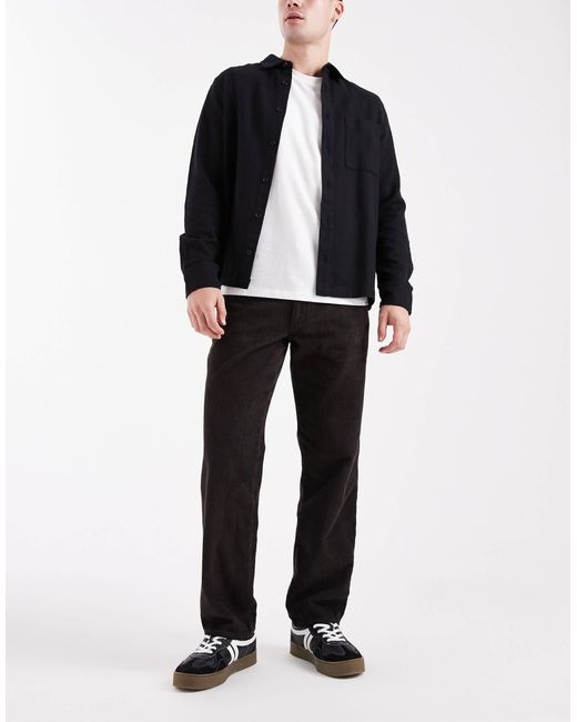 Pantalon cargo droit en velours côtelé - marron ASOS pour homme en coloris Black