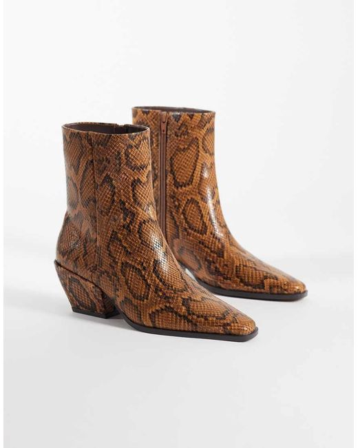 ASOS Brown Raul Heeled Western Ankle Boots
