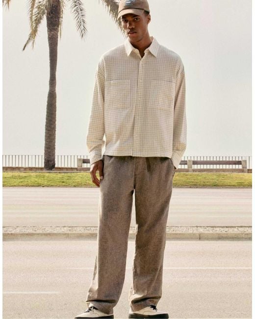 Pantalon en lin mélangé - chocolat Pull&Bear pour homme en coloris Gray