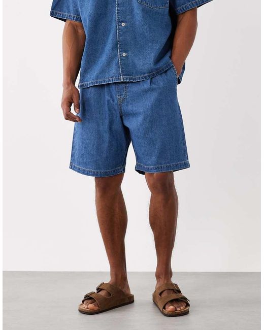 Jack & Jones Blue Drawstring Denim Shorts for men