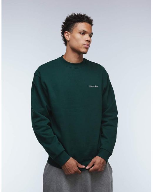 ASOS Green Sweatshirt With Script Text Print for men