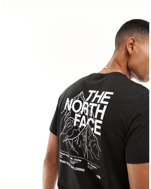 The North Face Mountain Outline Back Print T-shirt in Black