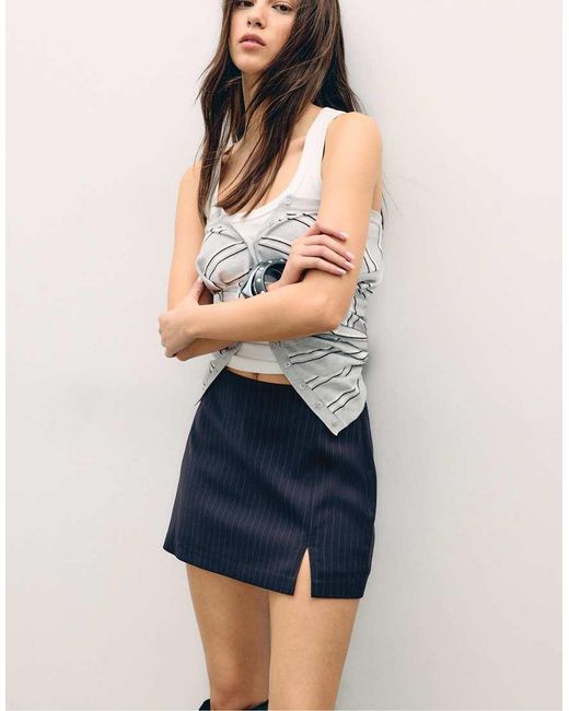 Stradivarius Blue Skort With Side Split