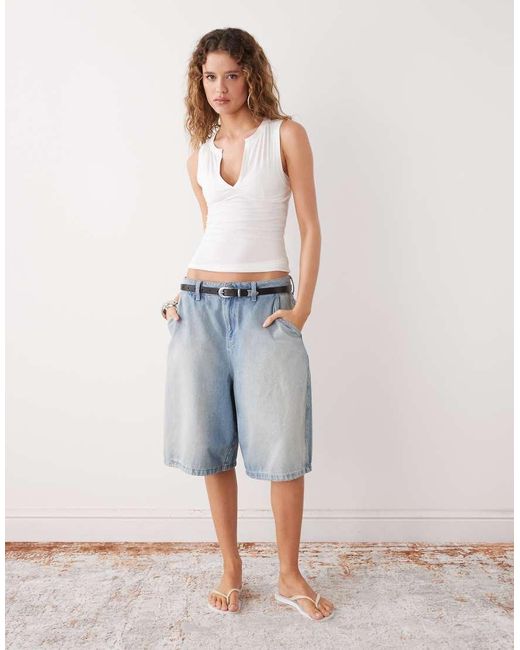 Weekday White Tank Top With V Neck Notch Detail