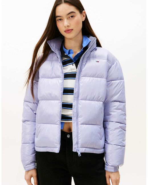 Tommy Hilfiger Blue – glänzende, verstaubare pufferjacke