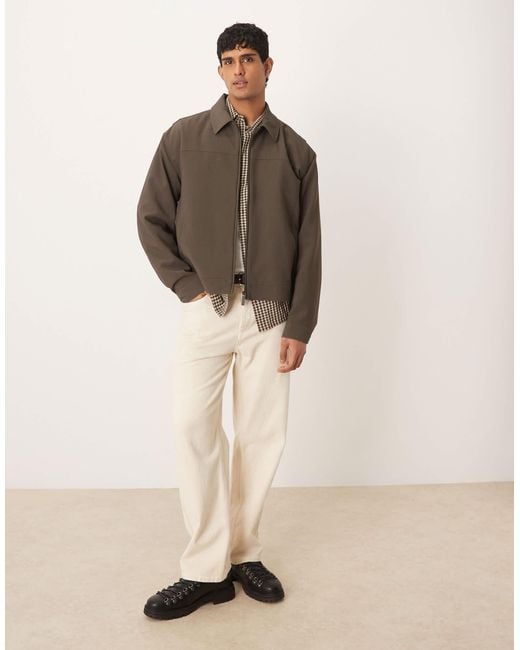 ASOS Brown Smart Harrington Jacket for men