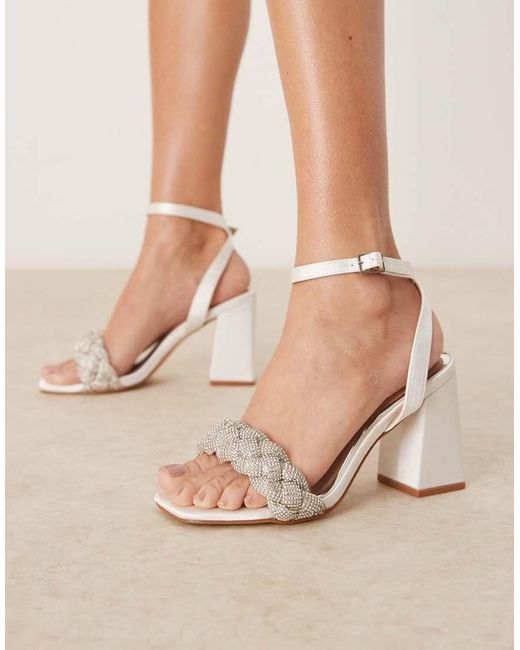 Be Mine Wide Fit White Bridal Ada Heeled Sandals