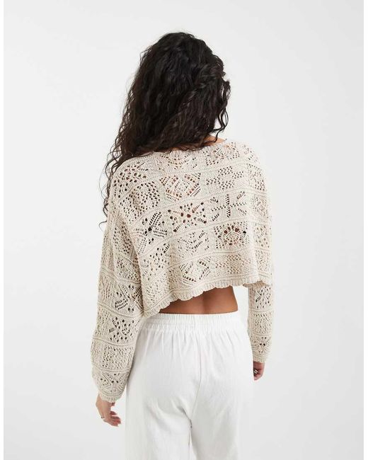 ONLY Natural Crochet Tie Front Cardigan