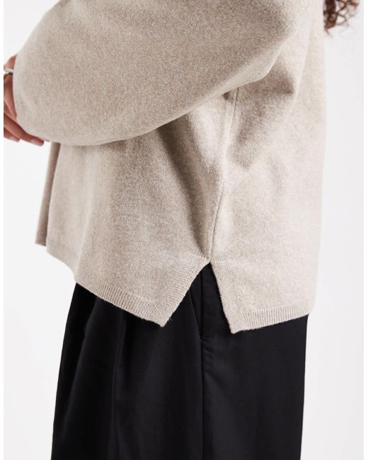 ONLY Gray Round Neck Boxy Knitted Top