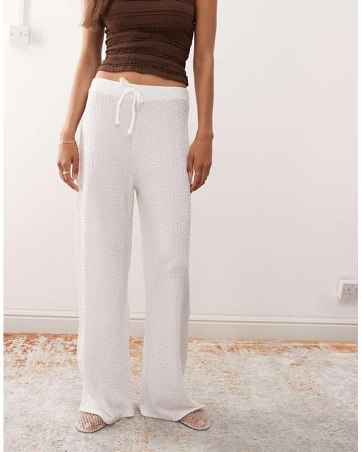 Miss Selfridge White Textured Jersey Straight Leg Trouser Co Ord