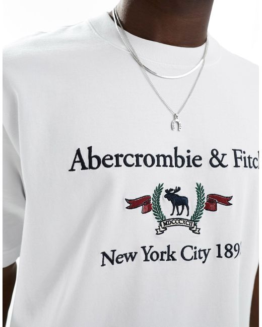 Camiseta con logo Abercrombie & Fitch de hombre de color White