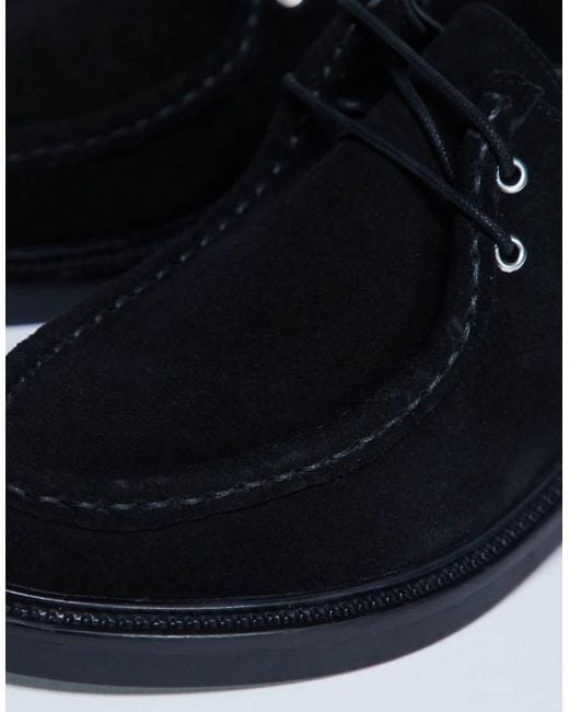 TOPSHOP Blue Banks Real Suede Leather Lace Up Shoe
