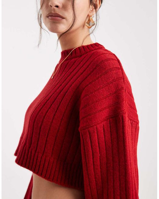 ASOS Cropped Gebreide Trui Met Brede Ribbels