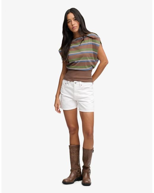 Superdry Brown Deep Rib Stripe Bardot Top