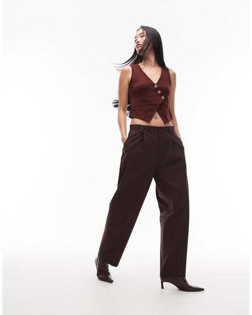 ASOS Red Jersey Twill Asymmetric Waistcoat Top