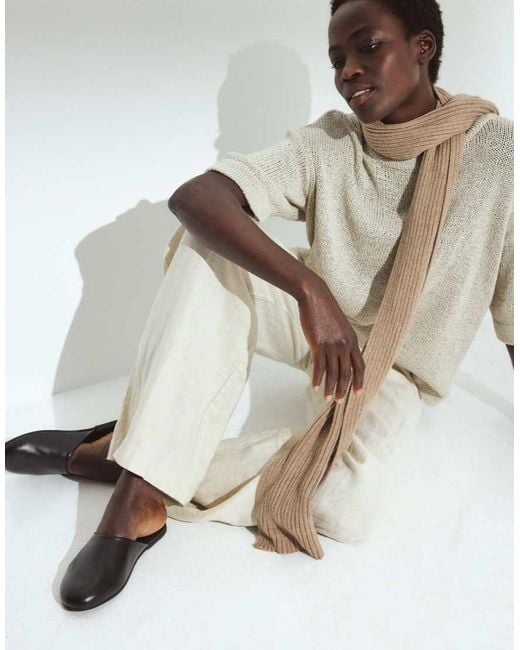 NA-KD White Leather Slip Ons