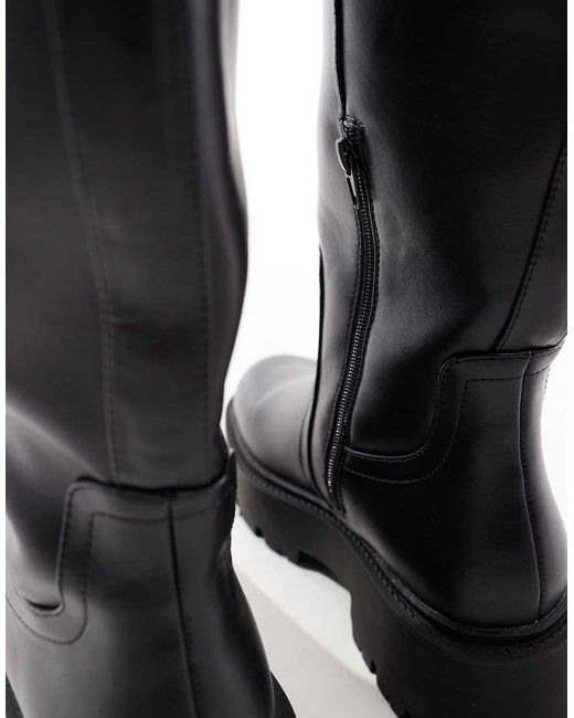 ASOS Blue Wide Fit Carmen Chunky Flat Knee Boots