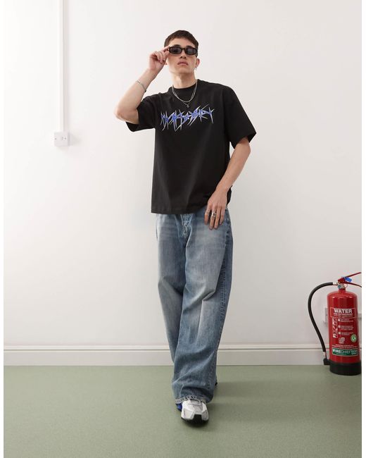 T-shirt décontracté avec imprimé graphique Weekday pour homme en coloris Black