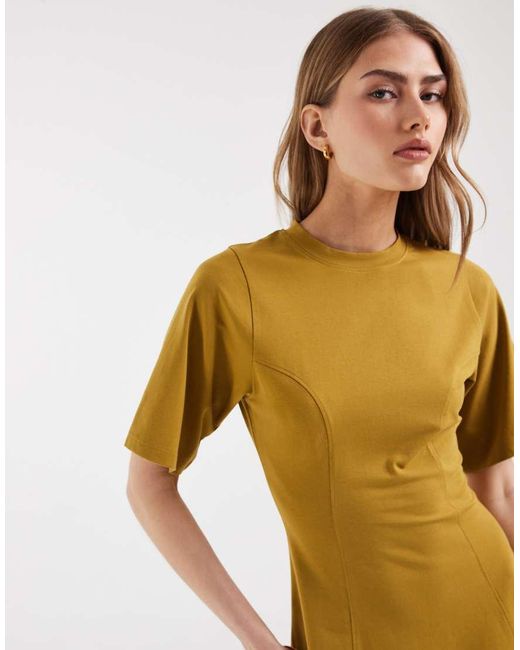 ASOS Metallic Cinched Seam Detail Mini Dress