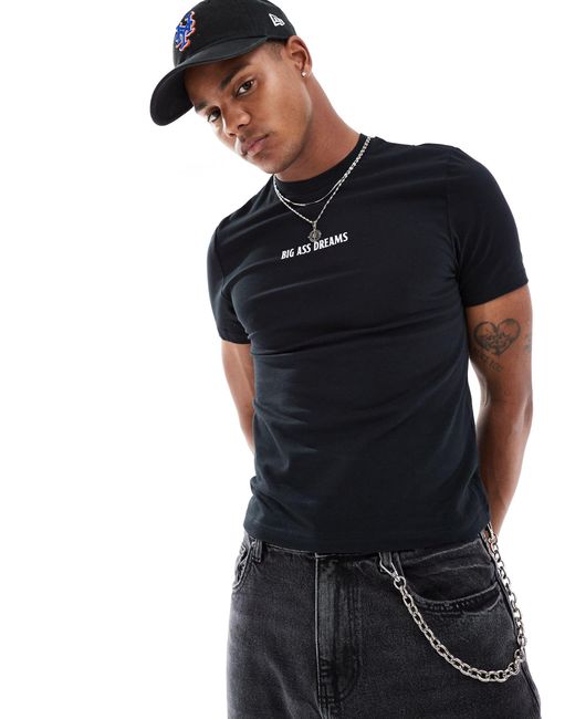 ASOS Black Shrunken Muscle Fit T-shirt for men