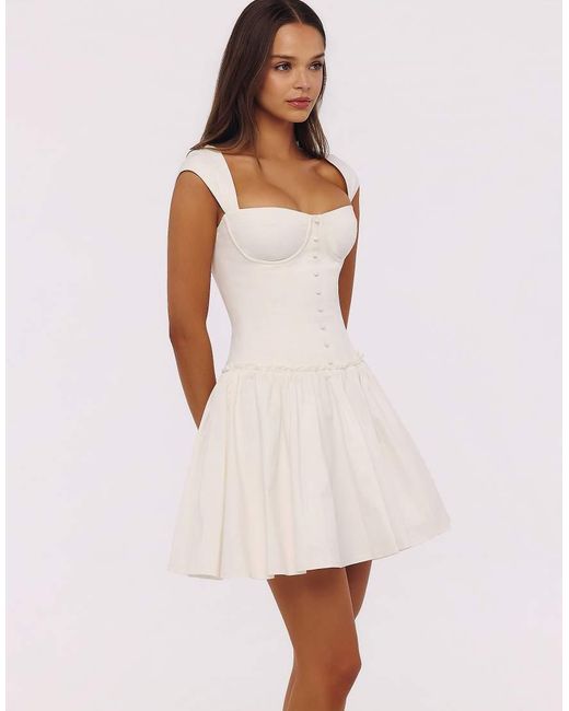 House Of Cb White Kaia Cotton Mini Dress