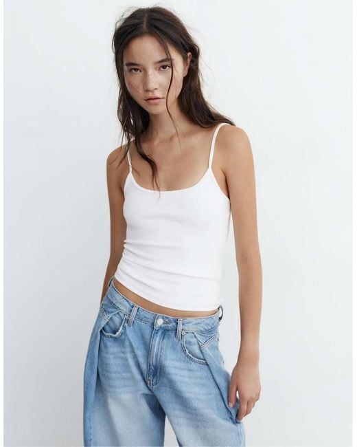 Pull&Bear White Fine-strap Top