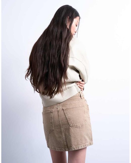 Minifalda Vaquera Muy Corta Lavado De -Neutro TOPSHOP de color Natural