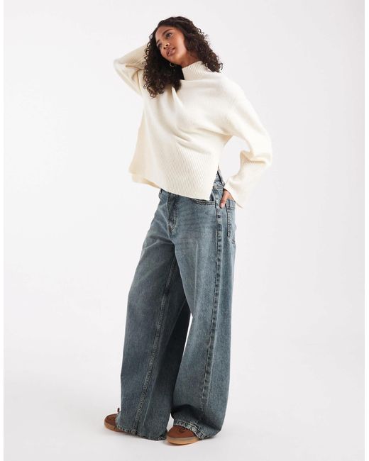 Brave Soul Natural High Neck Jumper With Wide Sleeves