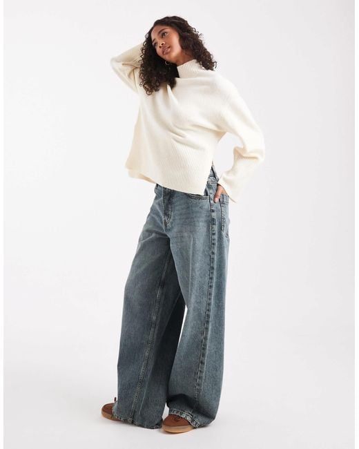 Brave Soul Natural High Neck Jumper With Wide Sleeves